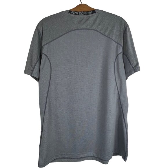 Nike Pro Combat Shirt Size Large Gray Dri Fit Vented Short Sleeve Active Sport - Picture 2 of 8
